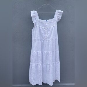 Old Navy White Textured Midi Dress